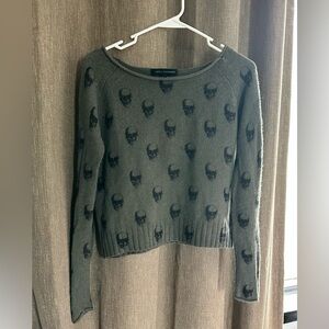 Skull cashmere army green sweater